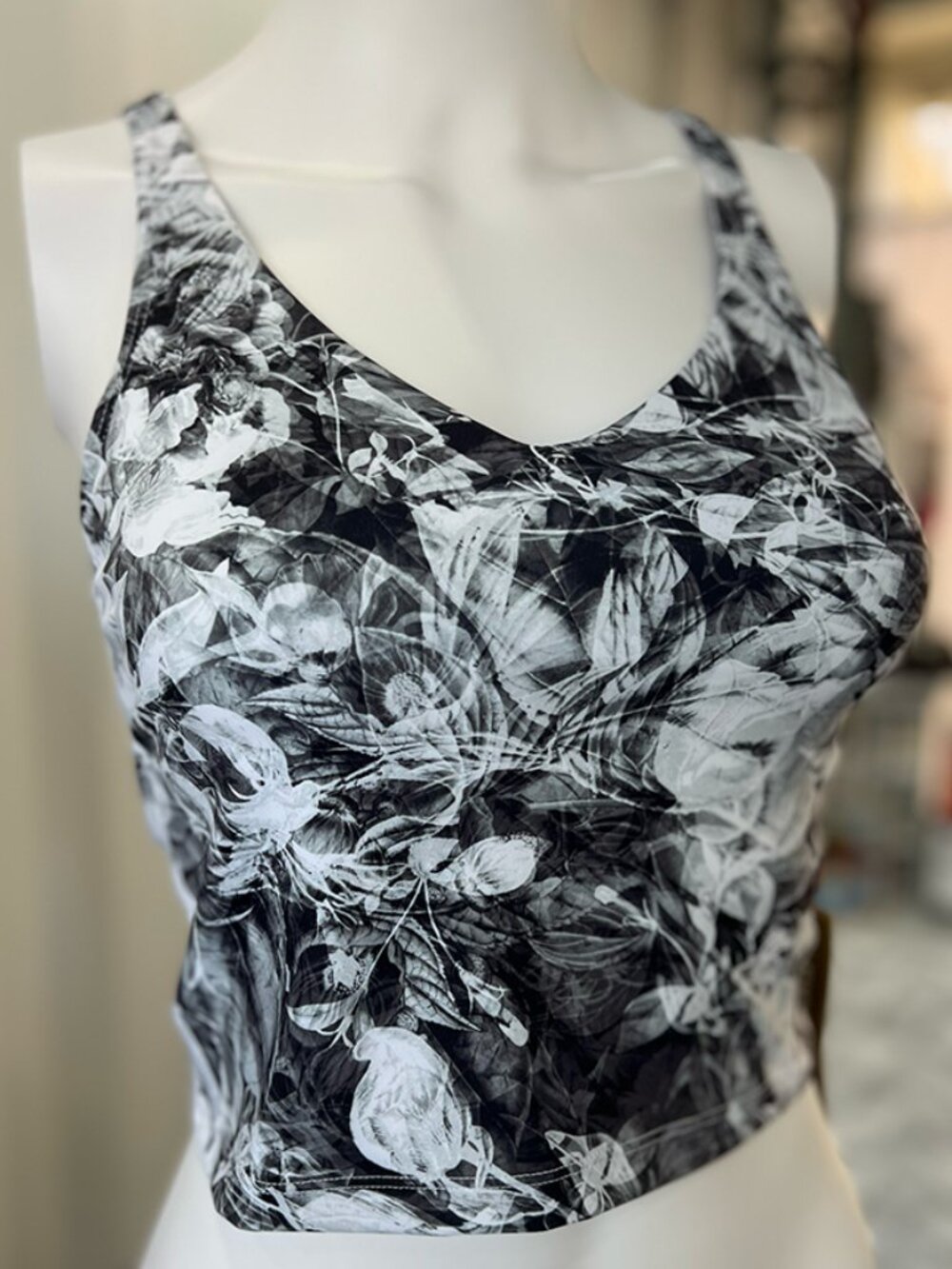 NWT Oalka Floral Black and White Longline Sports Bra S